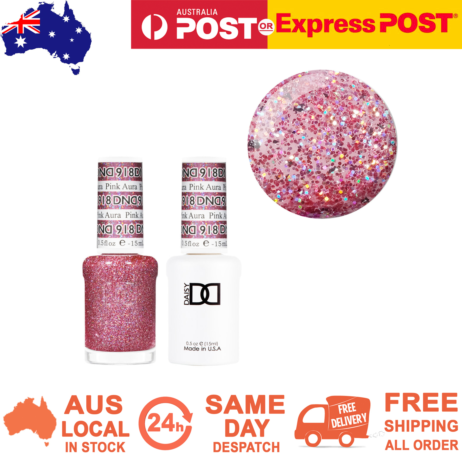 DND 918 Pink Aura - DND Collection Nail Gel & Lacquer Polish Duo 15ml - Picture 1 of 1