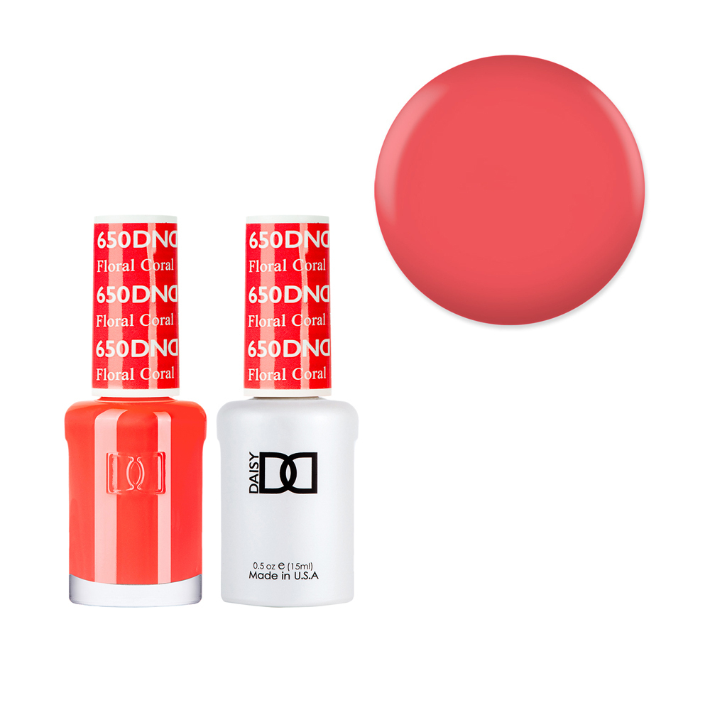 DND 650 Floral Coral - Daisy Collection Nail Gel & Polish Duo 15ml