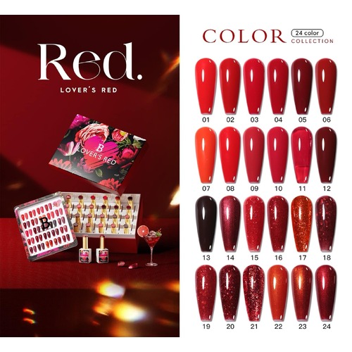 Billionaire Lover's Red Gel Nails Polish (24 Colors Collection) - 15ml