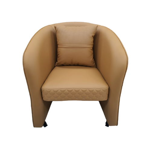 Salon Customer Chair Arm Rest Round 3232 Swivel Leather PU Cappuccino
