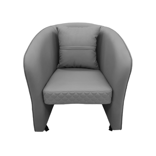 Salon Customer Chair Arm Rest Round 3232 Swivel Leather PU Grey