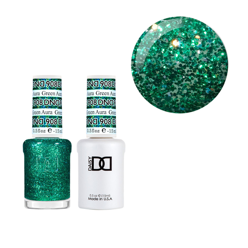 DND 908 Green Aura - DND Collection Nail Gel & Lacquer Polish Duo 15ml