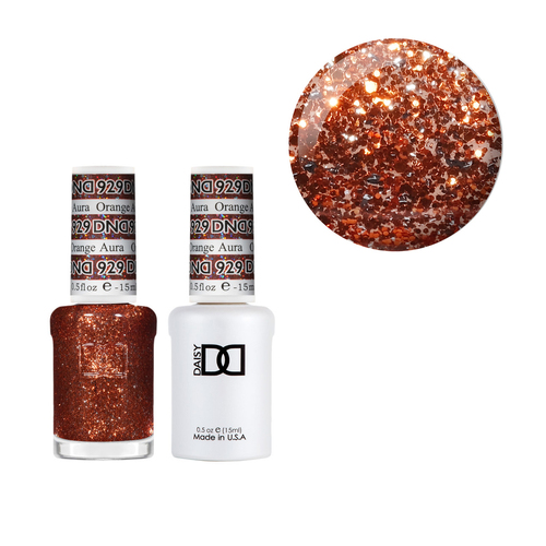 DND 929 Orange Aura - DND Collection Nail Gel & Lacquer Polish Duo 15ml