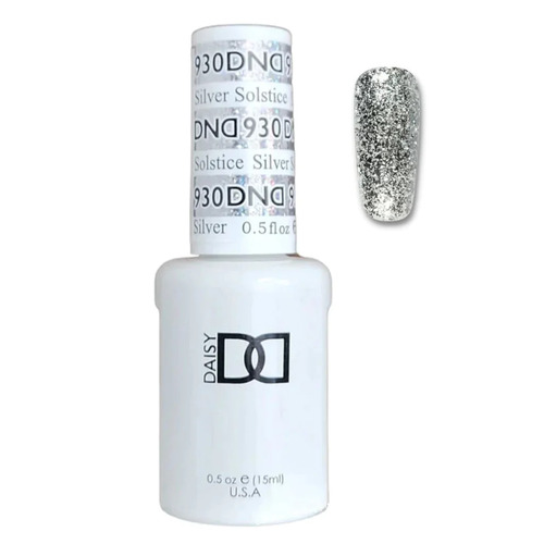 DND 930 Silver Solstice - DND Super Platinum Glitter Nail Gel Polish 15ml