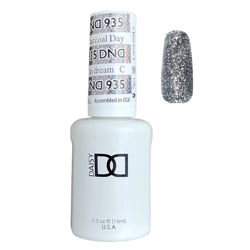 DND 935 Charcoal Daydream - DND Super Platinum Glitter Nail Gel Polish 15ml