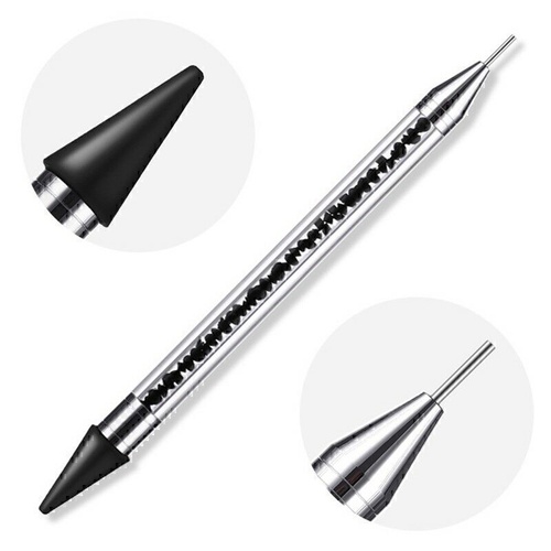 Rhinestone Diamond Picker Dotting Nail Dual-ended Gem Pen Crystal Black