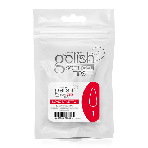 Harmony Gelish Soft Gel Nail False Tips Long Stiletto Refill Size 1 50pcs