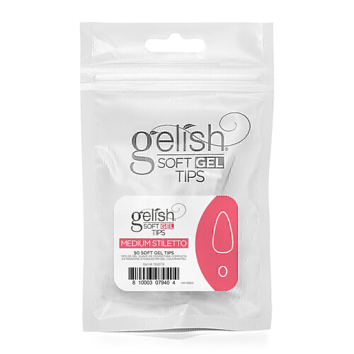 Harmony Gelish Soft Gel Nail False Tips Medium Stiletto Refill Size 0 50pcs