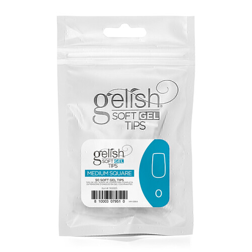 Harmony Gelish Soft Gel Nail False Tips Medium Square Refill Size 0 50pcs