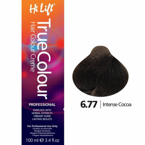 Hi Lift True Colour Permanent Hair Color Cream 6.77 Intense Cocoa 100ml