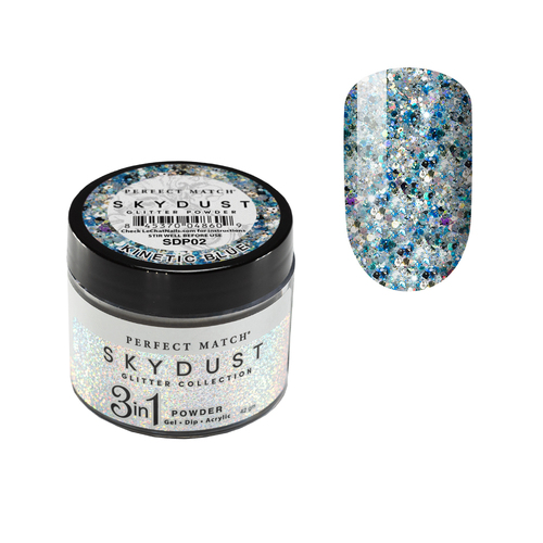 Perfect Match Sky Dust Glitter Acrylic Dip Dipping Powder SDP02 Kinetic Blue - 42g