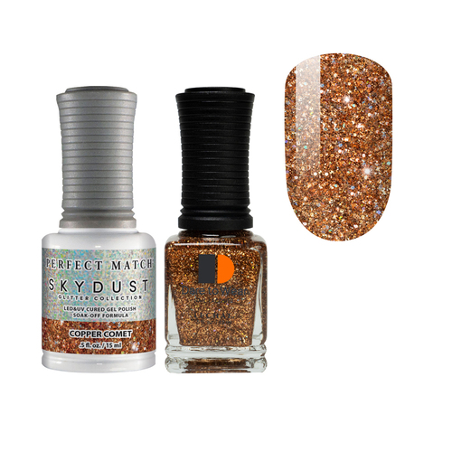 Perfect Match Sky Dust Gel Polish LED & Nail Lacquer Duo SDMS11 Copper Comet 15ml