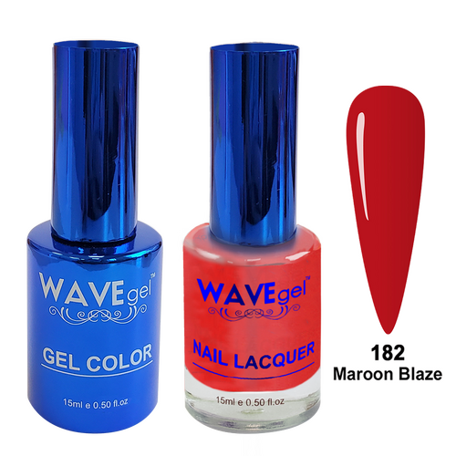 Wave WR182 Maroon Blaze - Royal Collection Gel Polish & Nail Lacquer Duo 15ml